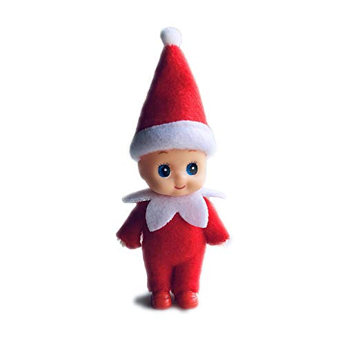 WULEEUPER Tiny Baby Elf Doll Christmas Miniature Elf Decoration Newborn Gift Baby Grow Dolls with Feet and Shoes Red - Image 1