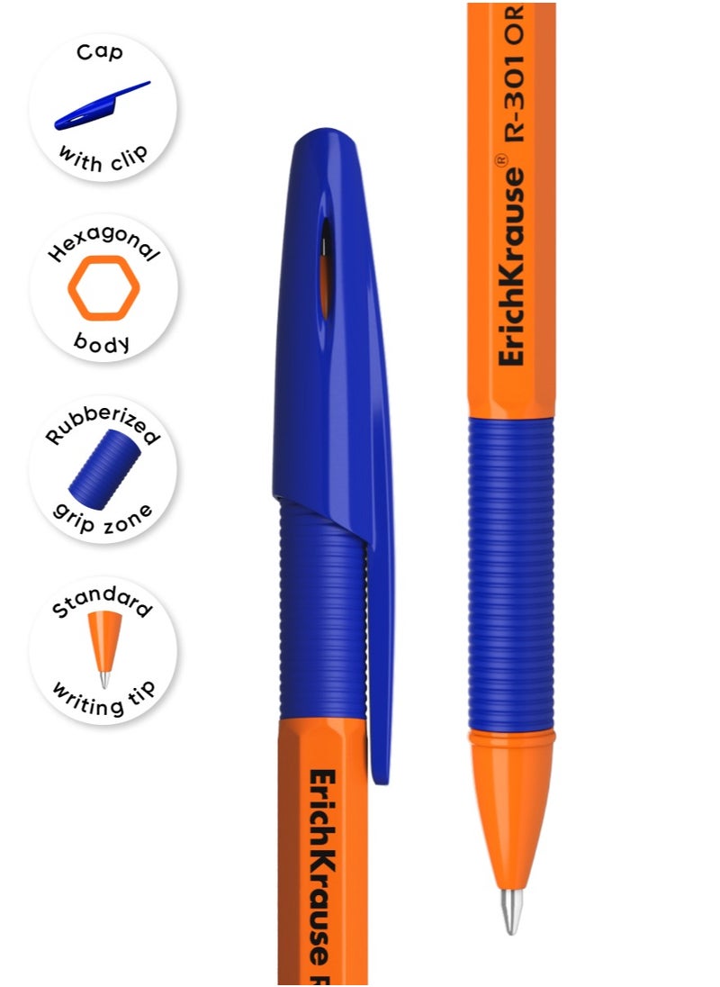 Set of 8 ballpoint pens R-301 StickGrip Orange 0.7, ink color: blue (in polybag) - pzsku/Z086AF124900D2A8CB992Z/45/_/1740574543/b0d9022e-41bd-42ee-bd9e-233ce156e30f