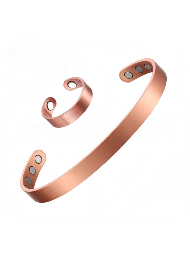 Generic 6X Magnet Power Bracelet + 2X Magnet Power Ring for Women , 99% Pure Copper, Super Strong Magnet  - Image 1