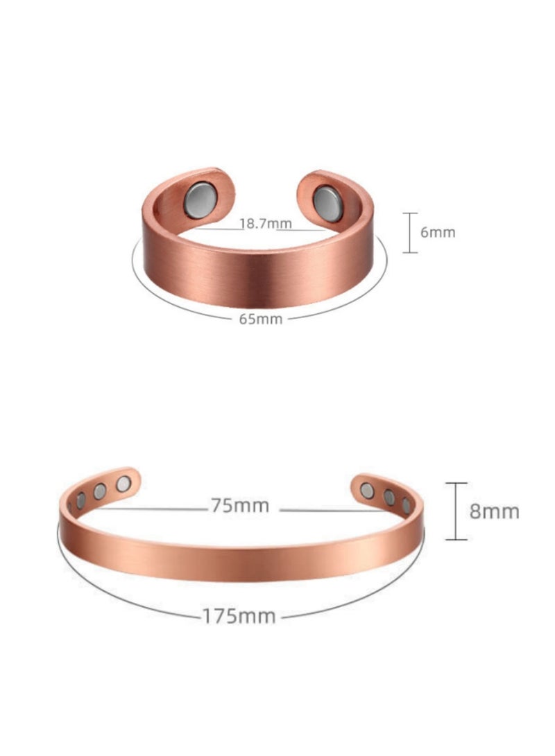Generic 6X Magnet Power Bracelet + 2X Magnet Power Ring for Women , 99% Pure Copper, Super Strong Magnet  - Image 3