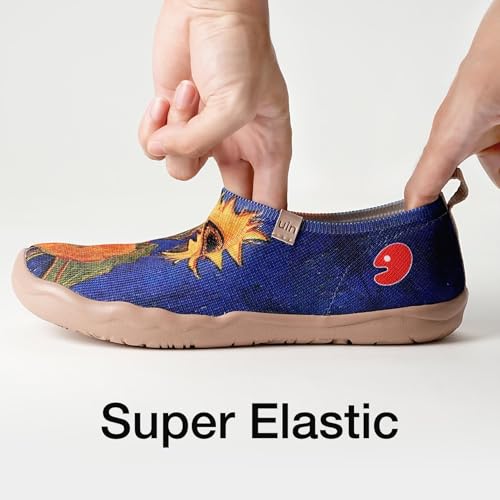 UIN Women's Slip Ons Canvas Lightweight Flats Sneakers Walking Casual Loafers Comfortable Art Painted Travel Shoes Sunflower II (7.5) - Image 5