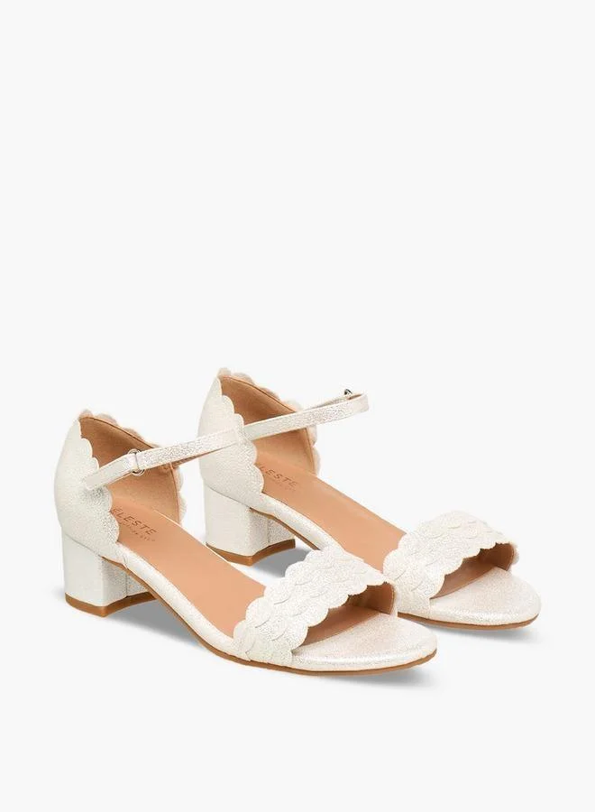 سيليست صنادل بكعب عريض بحزام للكاحل للبنات - تشكيلة رمضان