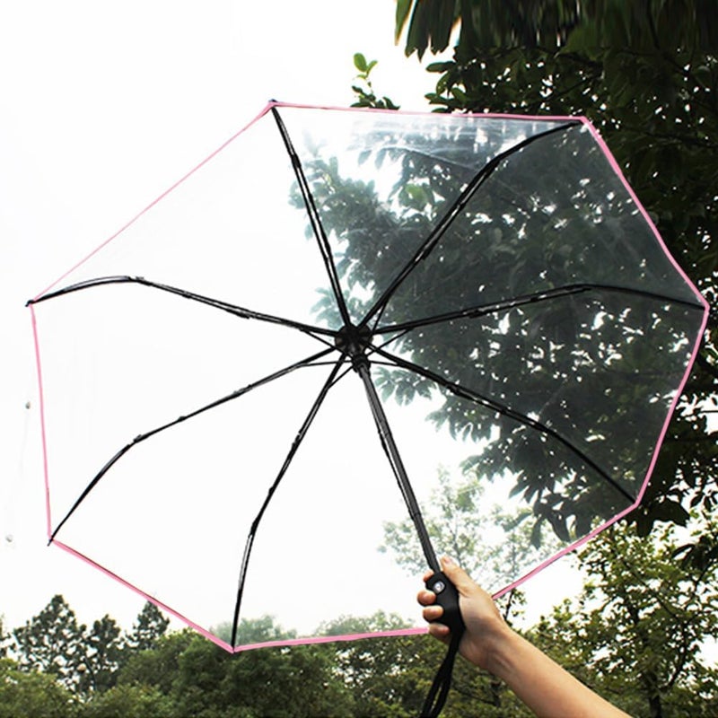 Saycker Clear Umbrella,Auto Open Close Transparent Compact Umbrellas 8 Ribs,Windproof Travel Umbrellas for Rain,Portable Clear Rain Umbrella for Travel,for Adult Unisex - Image 2