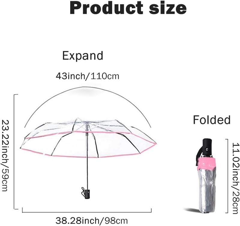 Saycker Clear Umbrella,Auto Open Close Transparent Compact Umbrellas 8 Ribs,Windproof Travel Umbrellas for Rain,Portable Clear Rain Umbrella for Travel,for Adult Unisex - Image 5
