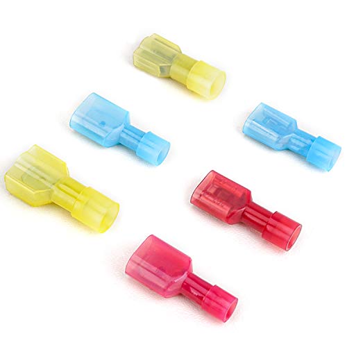 TICONN 100 Pcs Nylon Spade Quick Disconnect Connectors Kit, Electrical Insulated Terminals, Male and Female Spade Wire Crimp Terminal Assortment Kit - Image 4