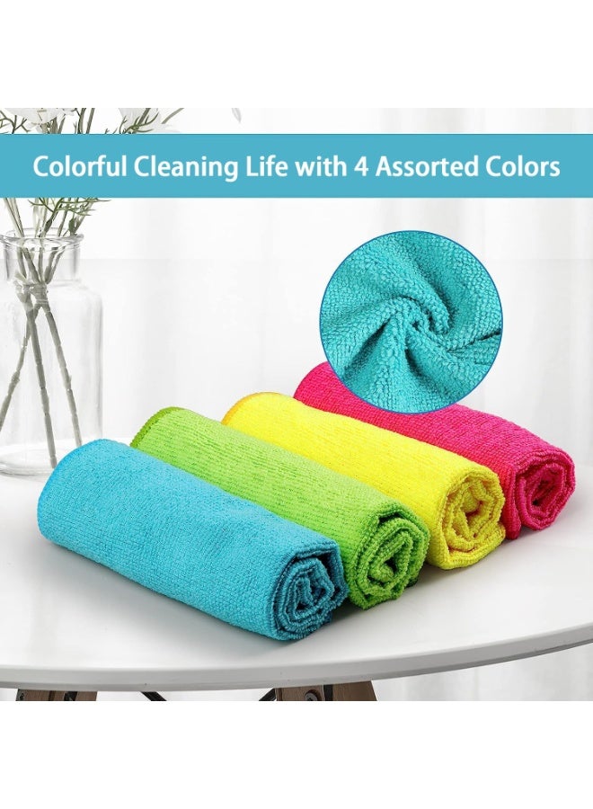 HOMEXCEL HOMEXCEL Microfiber Cleaning Cloth, 8 Pack Cleaning Rags, Cleaning Towels with 4 Color Assorted, 11.5"X11.5"(Green/Blue/Yellow/Pink) - Image 2