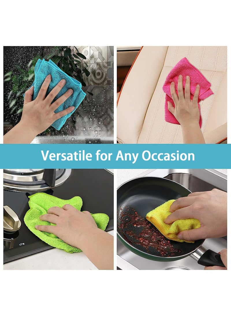 HOMEXCEL HOMEXCEL Microfiber Cleaning Cloth, 8 Pack Cleaning Rags, Cleaning Towels with 4 Color Assorted, 11.5"X11.5"(Green/Blue/Yellow/Pink) - Image 5