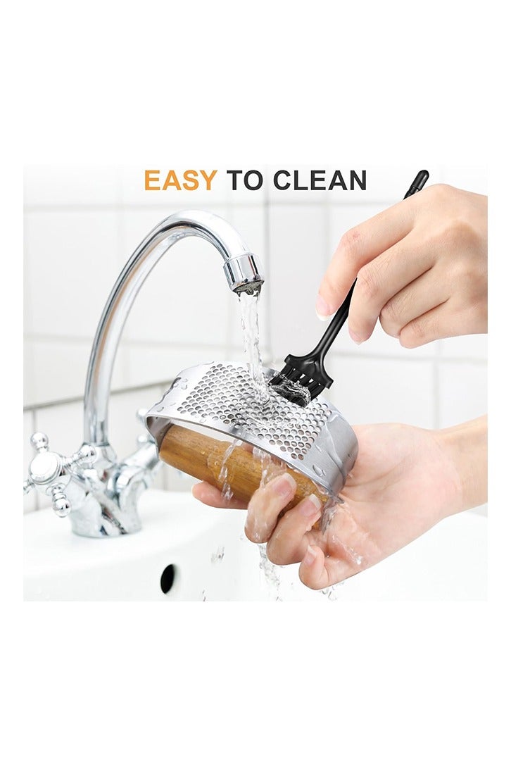 Garlic press rocker, crusher, mincer tool stainless steel with a Garlic Peeler, spatula, and Brush extract more Garlic Paste. The Garlic Mincer Tool Squeezes, Extracts, Crushes - Image 4