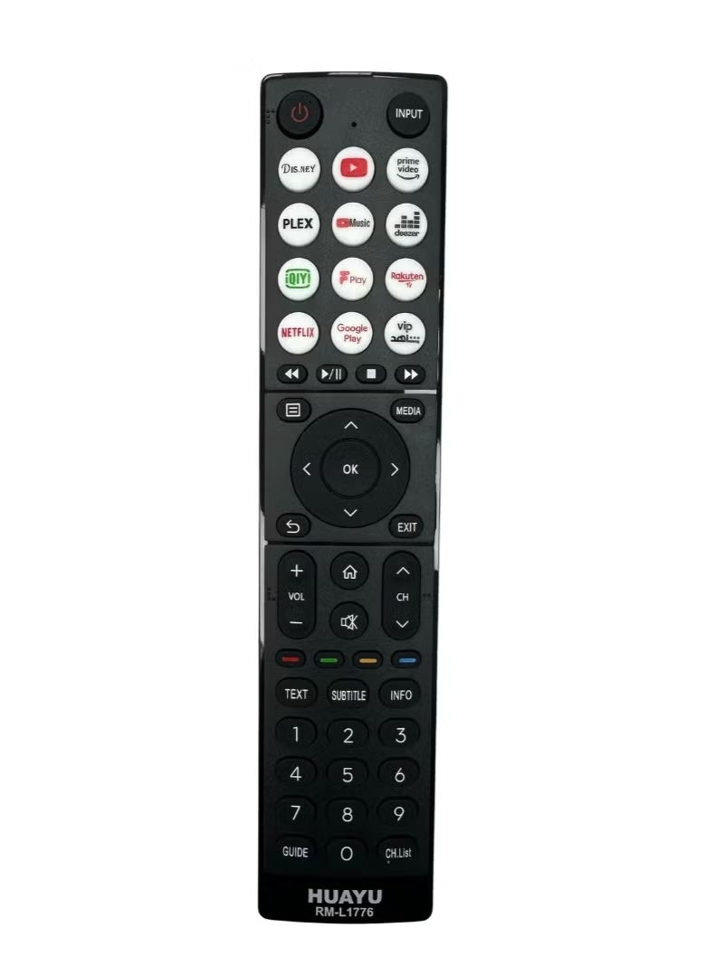 Huayu Remote Control for Hisense LCD LED Smart TV with Many Shortcut Buttons Easy Setup Model RM-L1776