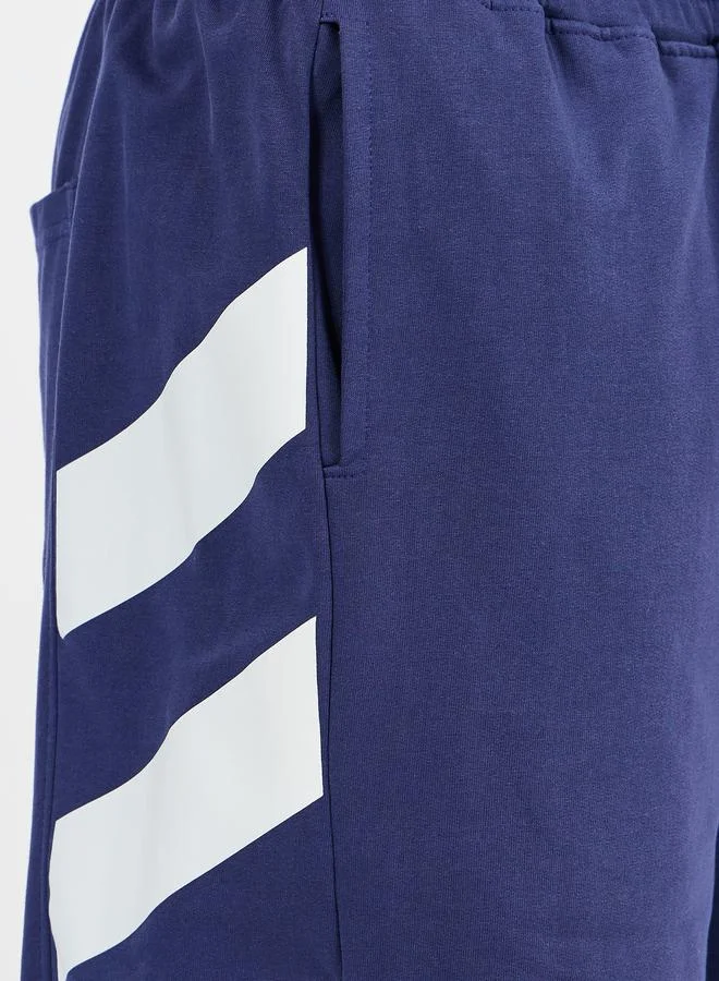 ستايلي Oversized Cotton Terry Block Striped Shorts