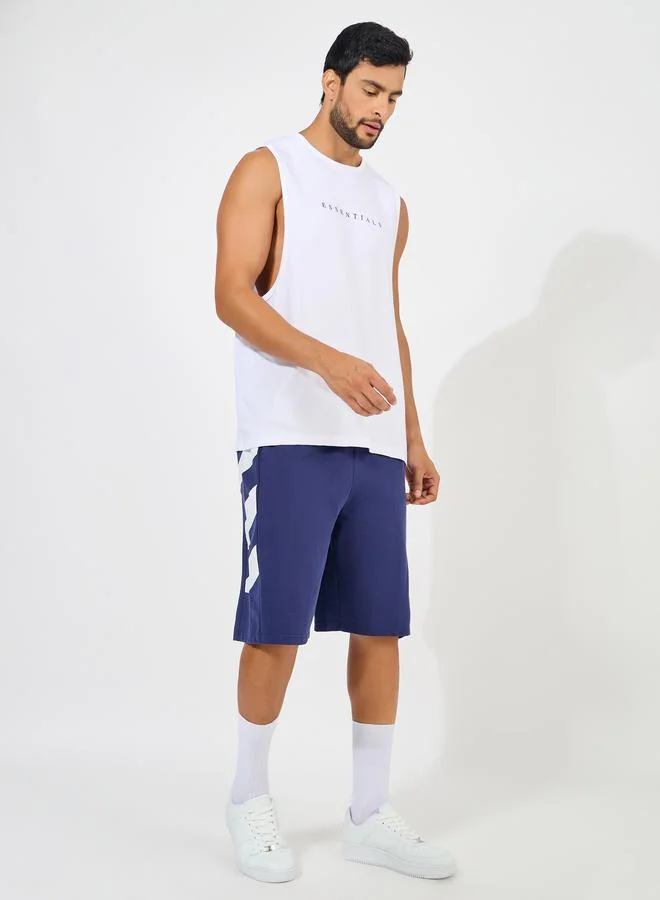 ستايلي Oversized Cotton Terry Block Striped Shorts