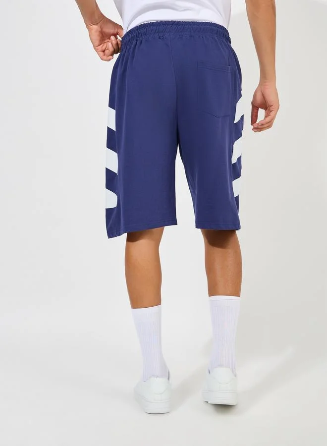 ستايلي Oversized Cotton Terry Block Striped Shorts