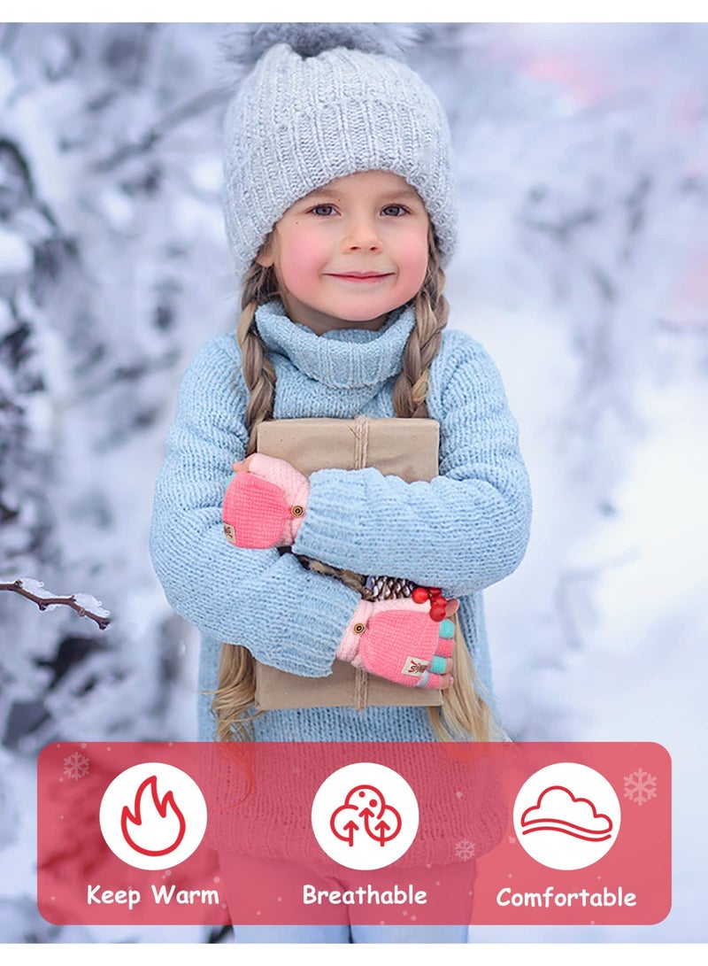 NajmStyle Kids Convertible Flip Top Toddler Gloves - Winter Warm Half Finger Mittens for 5-11 Years Old Boys and Girls - Image 4