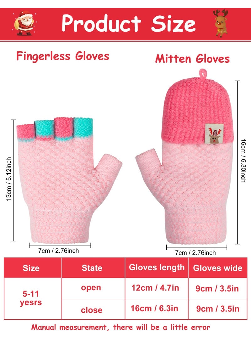 NajmStyle Kids Convertible Flip Top Toddler Gloves - Winter Warm Half Finger Mittens for 5-11 Years Old Boys and Girls - Image 2