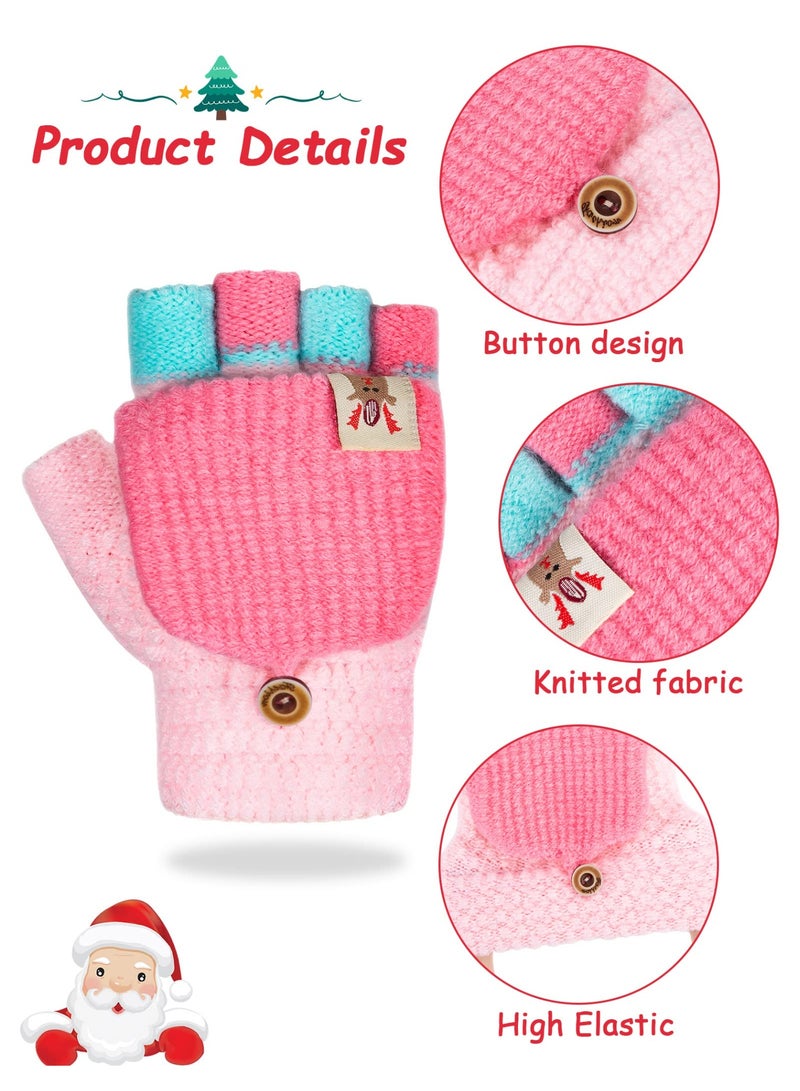 NajmStyle Kids Convertible Flip Top Toddler Gloves - Winter Warm Half Finger Mittens for 5-11 Years Old Boys and Girls - Image 3