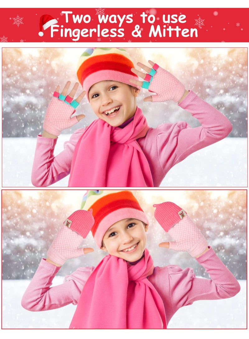 NajmStyle Kids Convertible Flip Top Toddler Gloves - Winter Warm Half Finger Mittens for 5-11 Years Old Boys and Girls - Image 5