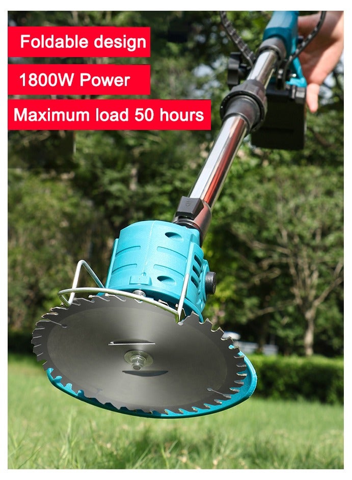 ويمارت جزازة العشب اللاسلكية 48 فولت، ماكينة قص العشب القابلة للطي والسحب مع شاحن سريع، بطاريتان بقوة 2.0 أمبير، 3 شفرات قطع، ماكينة قص العشب الكهربائية المحمولة لأعمال إزالة الأعشاب الضارة في الحديقة - Image 2