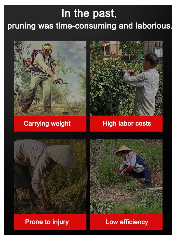 ويمارت جزازة العشب اللاسلكية 48 فولت، ماكينة قص العشب القابلة للطي والسحب مع شاحن سريع، بطاريتان بقوة 2.0 أمبير، 3 شفرات قطع، ماكينة قص العشب الكهربائية المحمولة لأعمال إزالة الأعشاب الضارة في الحديقة - Image 3