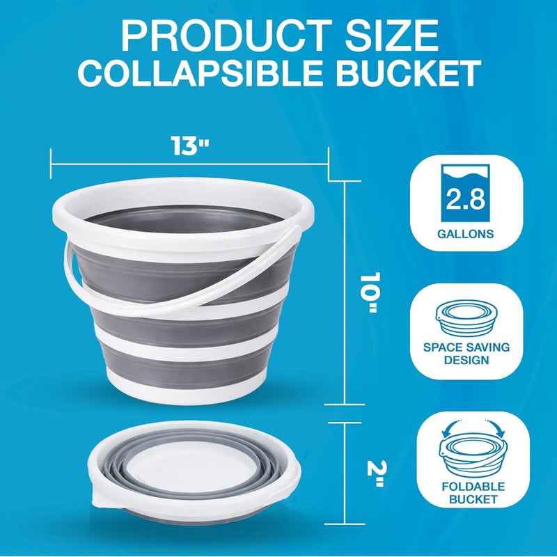 SunVara Collapsible Buckets for Cleaning Foldable Bucket Collapsible Beach Cleaning Bucket for Bath Collapsible Bucket with Handle Folding Bucket Foldable Bucket Collapsible Water Bucket - Image 2