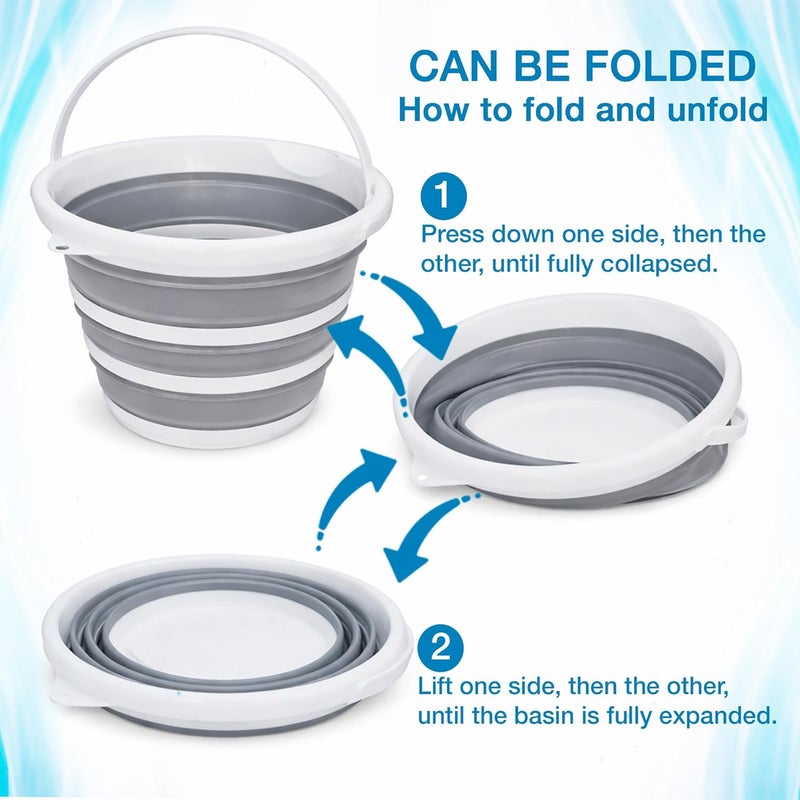 SunVara Collapsible Buckets for Cleaning Foldable Bucket Collapsible Beach Cleaning Bucket for Bath Collapsible Bucket with Handle Folding Bucket Foldable Bucket Collapsible Water Bucket - Image 5