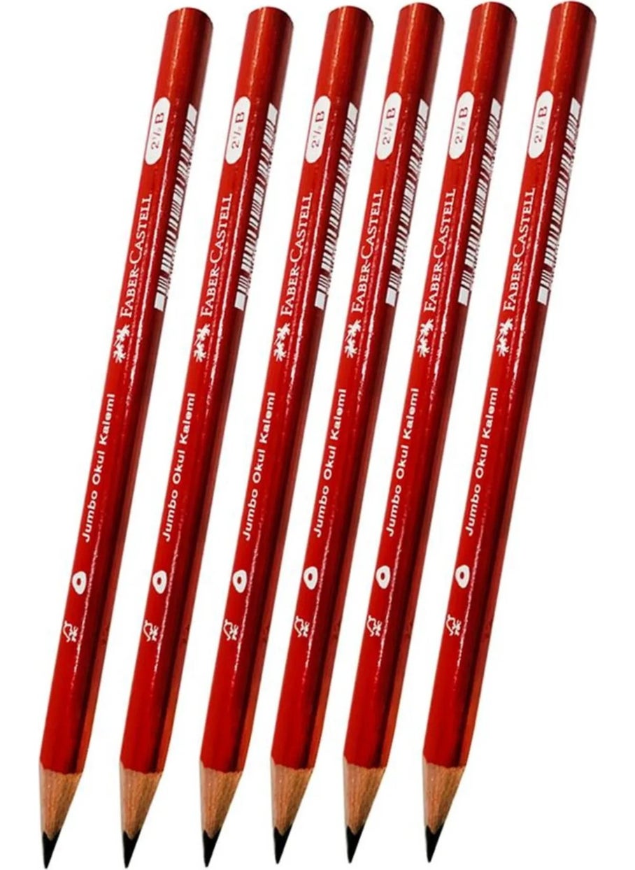 Faber My First Pencil Jumbo Triangle Starter Pencil Black 2.5 B 6 Pieces  - Image 1