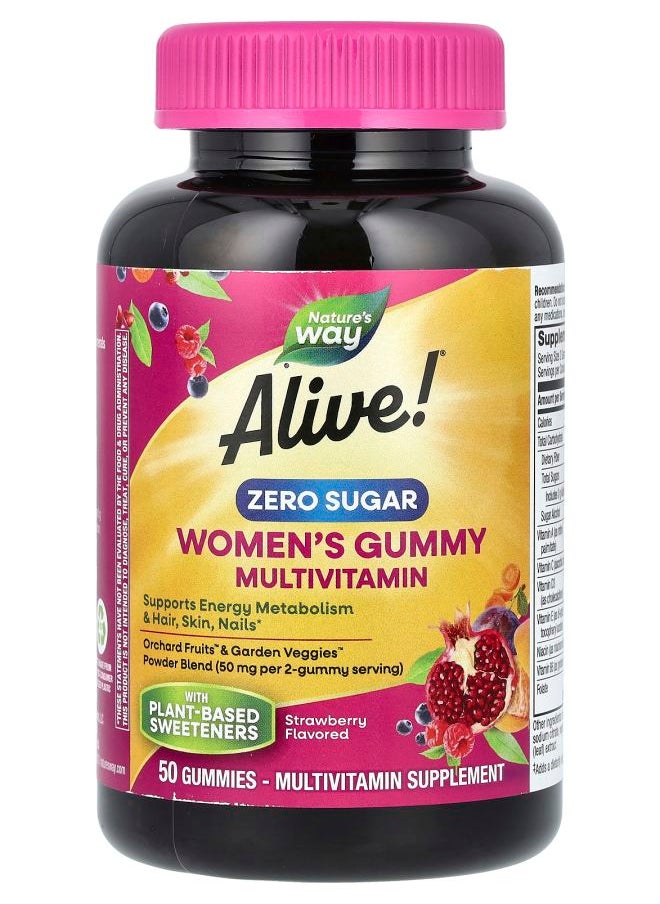 Nature's Alive! Women's Gummy Multivitamin Zero Sugar Strawberry 50 Gummies 