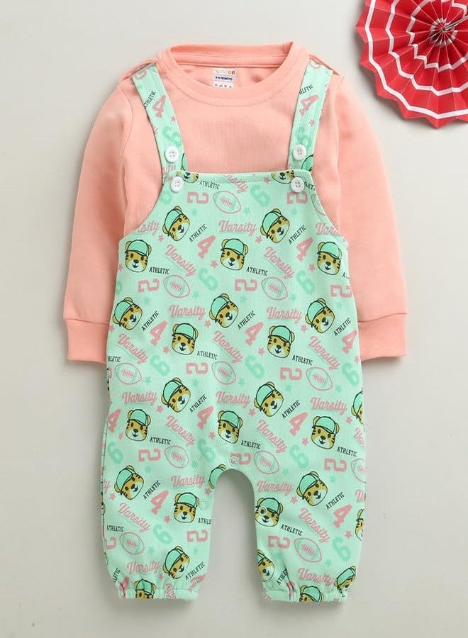 BUMZEE جمبسوت قطني بأكمام طويلة للبنات من بامزي، لون أخضر نعناعي وخوخي - 6-9 أشهر (Peb10932D-mgn) - Image 5