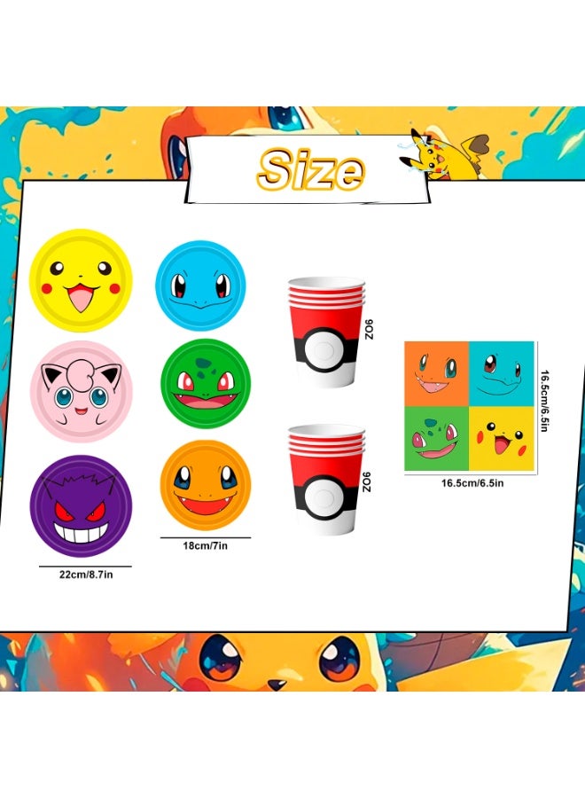 ILovhaprty Pokemon Birthday Party Tableware Set for 30 Guests, 120 Pcs Pikachu Plates & Napkins Party Supplies - 60 7"&9" Pokemon Party Plates, 30 Pokemon Napkins and 30 Pokemon Cups for Pikachu Birthday Party Decorations - Image 3