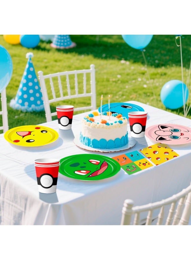 ILovhaprty Pokemon Birthday Party Tableware Set for 30 Guests, 120 Pcs Pikachu Plates & Napkins Party Supplies - 60 7"&9" Pokemon Party Plates, 30 Pokemon Napkins and 30 Pokemon Cups for Pikachu Birthday Party Decorations - Image 5