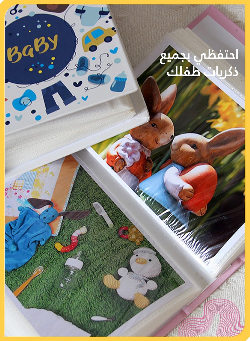 She&Little Baby Photo Album Mini Slide-In Photo Album Holds 100 Photos, Cute Portable Memory Book for Baby, Birthday, Family Travel Souvenirs (Pink)  - Image 3