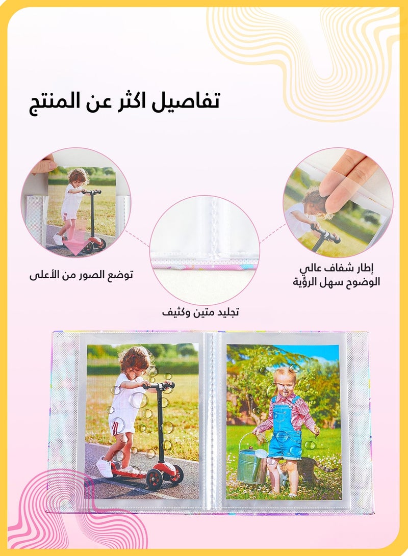 She&Little Baby Photo Album Mini Slide-In Photo Album Holds 100 Photos, Cute Portable Memory Book for Baby, Birthday, Family Travel Souvenirs (Pink)  - Image 2
