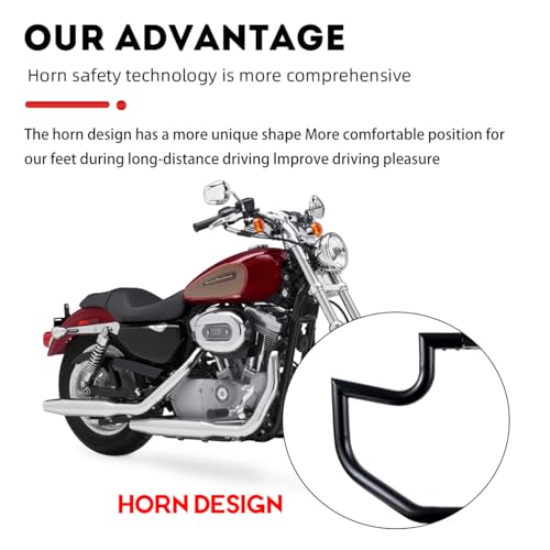 Gamyipp 1.5" Crash Bar Engine Guard Highway Freeway Bar for Harley Sportster 883 1110 1200 XL XR Forty Eight Superlow (Black-Sportster XL XR 09-22) - Image 3