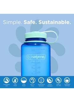 Nalgene Water Bottle - Lightweight Sustain Tritan Bpa-Free Shatterproof Bottle For Backpacking, Hiking, Gym, 32 Oz, Wide Mouth, Cornflower Blue  - Image 2