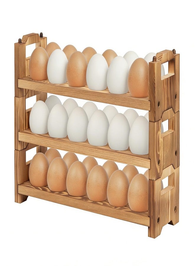 storenization Egg Holder Countertop, 3-tire Solid Wooden Egg Holder, Stackable Egg Storage Easter Basket Holding Up to 36 Fresh Eggs, Chicken, Duck Eggs - Unfinished - Image 1