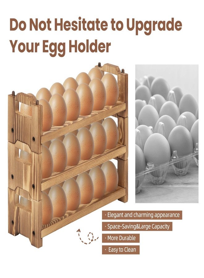 storenization Egg Holder Countertop, 3-tire Solid Wooden Egg Holder, Stackable Egg Storage Easter Basket Holding Up to 36 Fresh Eggs, Chicken, Duck Eggs - Unfinished - Image 5