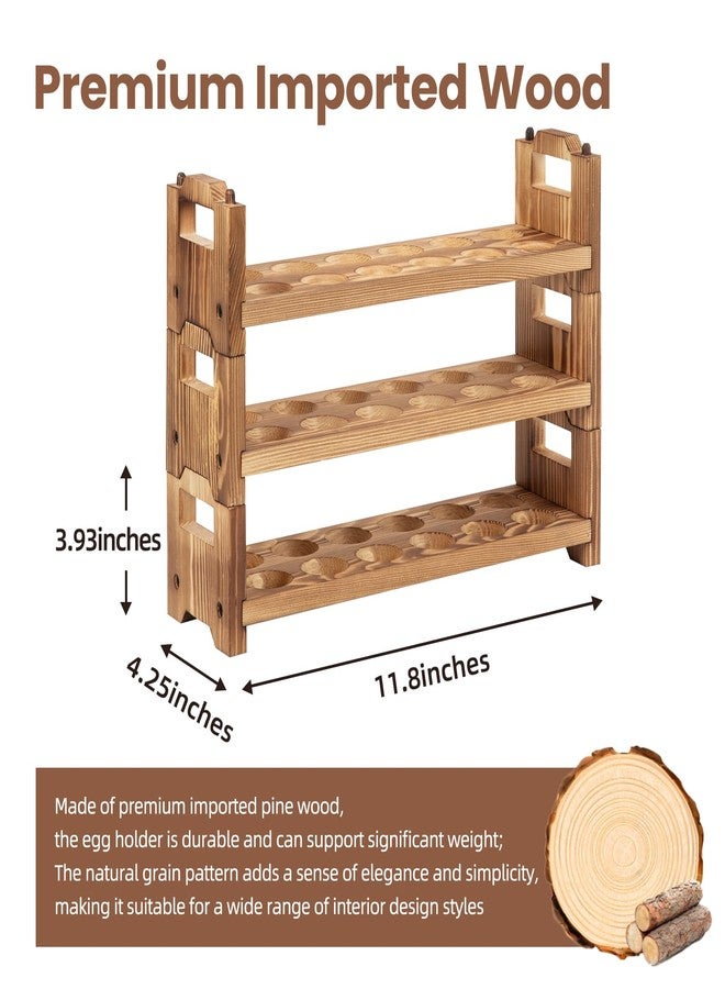 storenization Egg Holder Countertop, 3-tire Solid Wooden Egg Holder, Stackable Egg Storage Easter Basket Holding Up to 36 Fresh Eggs, Chicken, Duck Eggs - Unfinished - Image 2