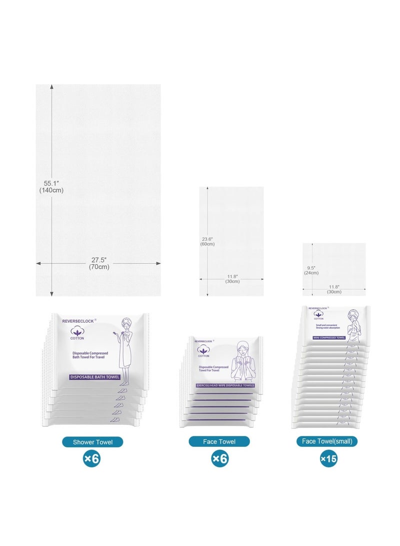 SYOSI Disposable Towel Set, Compressed Cotton Towels Including Large Bath Towel and Face Towel, Thick and Reusable Washcloths for Travel, Camping, Outdoor Sports, Hotel, Salon, and Cleaning Use (White) - Image 3