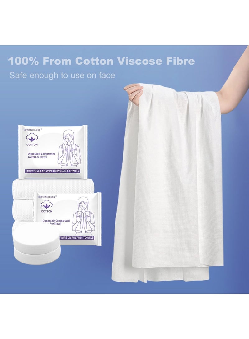 SYOSI Disposable Towel Set, Compressed Cotton Towels Including Large Bath Towel and Face Towel, Thick and Reusable Washcloths for Travel, Camping, Outdoor Sports, Hotel, Salon, and Cleaning Use (White) - Image 2