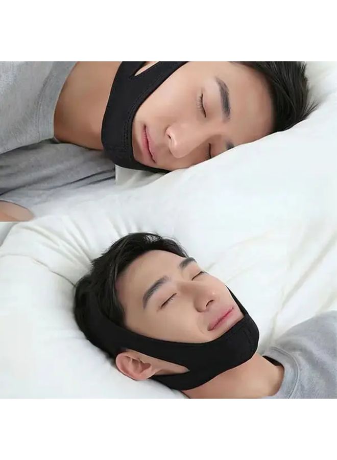 Adjustable Anti Snoring Chin Strap Black Stops Mouth Breathing And Snoring - Image 1