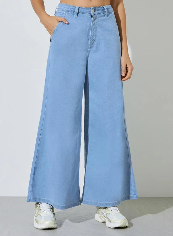 ستايلي Light Blue Mid-Rise Flared Jeans