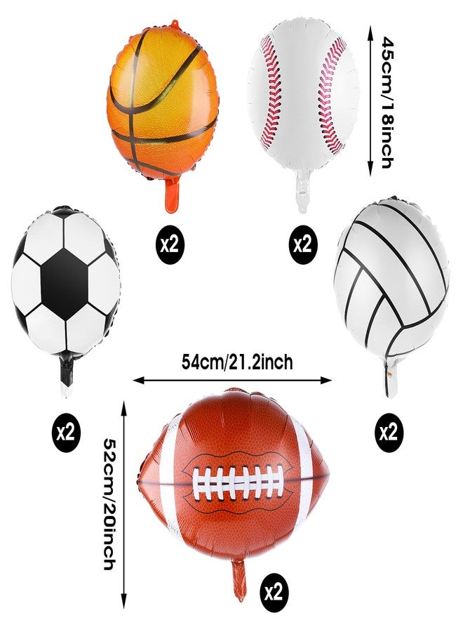 ASTER 10 Pieces Sports Themed Balloons Set, 18 Inch Ball Shape Aluminum Foil Balloons Sports Themed Party Decoration Supplies for Ball Fans Club, Bars, Home Decor - Image 2