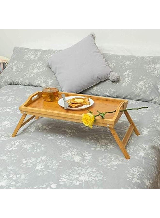 شواي طاولة سرير من الخيزران بأرجل قابلة للطي وصينية إفطار طاولة سرير من الخيزران وصينية سرير بأرجل 50 × 30 سم - Image 2