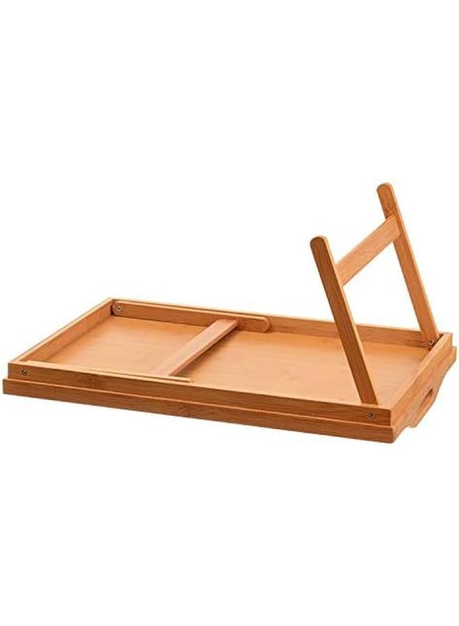 شواي طاولة سرير من الخيزران بأرجل قابلة للطي وصينية إفطار طاولة سرير من الخيزران وصينية سرير بأرجل 50 × 30 سم - Image 3