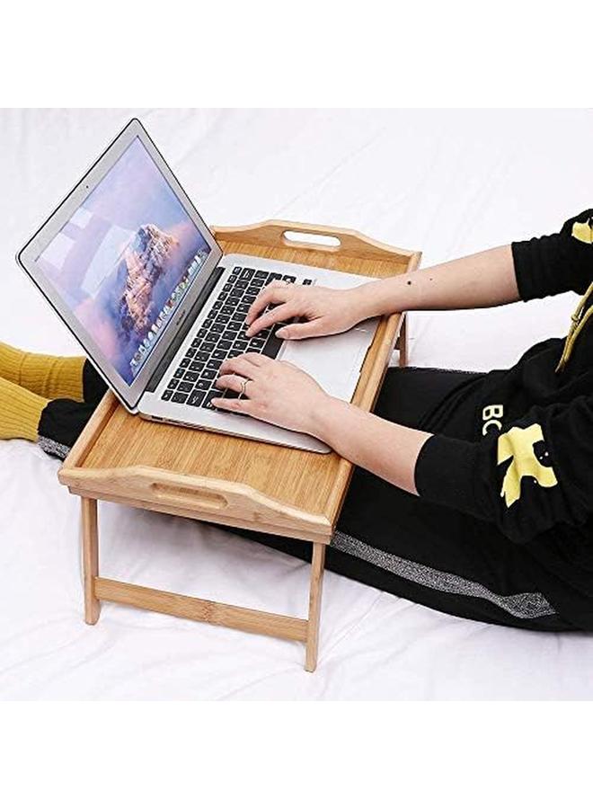 شواي طاولة سرير من الخيزران بأرجل قابلة للطي وصينية إفطار طاولة سرير من الخيزران وصينية سرير بأرجل 50 × 30 سم - Image 4