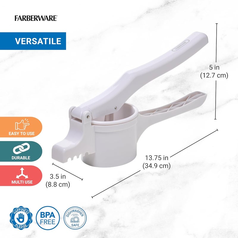 Farberware Professional Potato Ricer, 3 Interchangable Stainless Steel Ricing Disc Sizes, Large Capacity Ricer - Image 2