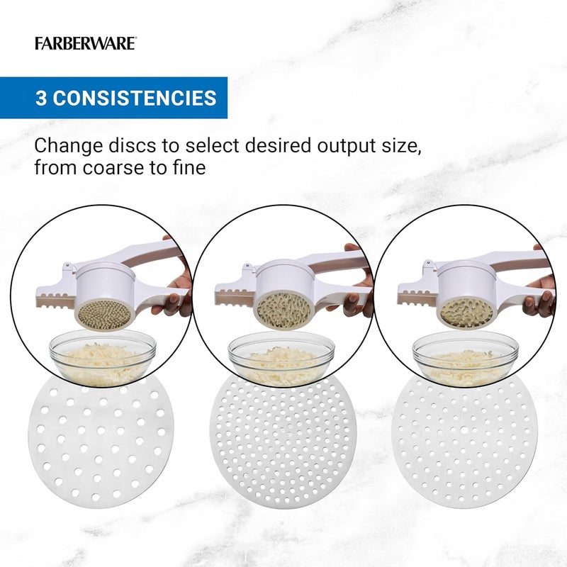 Farberware Professional Potato Ricer, 3 Interchangable Stainless Steel Ricing Disc Sizes, Large Capacity Ricer - Image 3