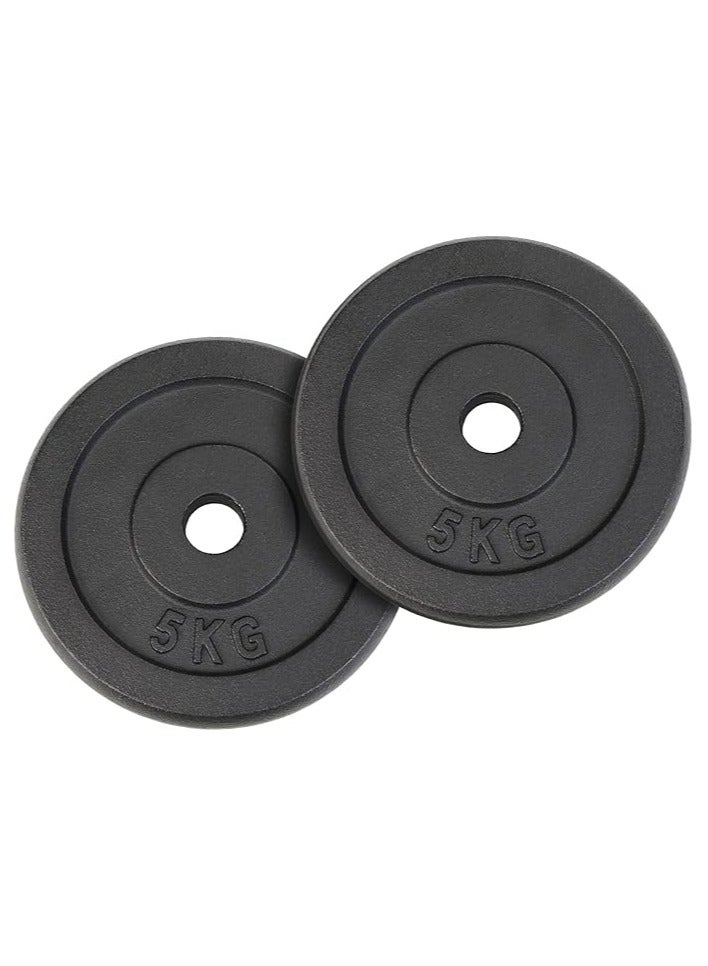 SPORT Cast Iron Weight Plates Set 2 x 5 kg 30 mm Weight Plates Dumbbell Weight Weights - Image 1
