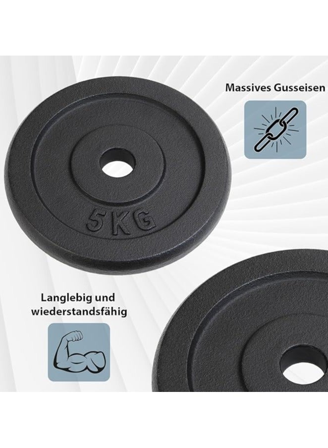 SPORT Cast Iron Weight Plates Set 2 x 5 kg 30 mm Weight Plates Dumbbell Weight Weights - Image 5