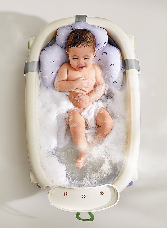 بيبي كير - حوض استحمام قابل للطي للأطفال، أخضر، خالٍ من مادة BPA، غير سام، تصميم موفر للمساحة، سهل التخزين، خفيف الوزن، متين، قاعدة مقاومة للانزلاق، دعم مريح، تصريف سريع، محمول، آمن للأطفال الرضع، سهل التنظيف، مثالي للمنزل والسفر، هيكل قوي. - Image 5