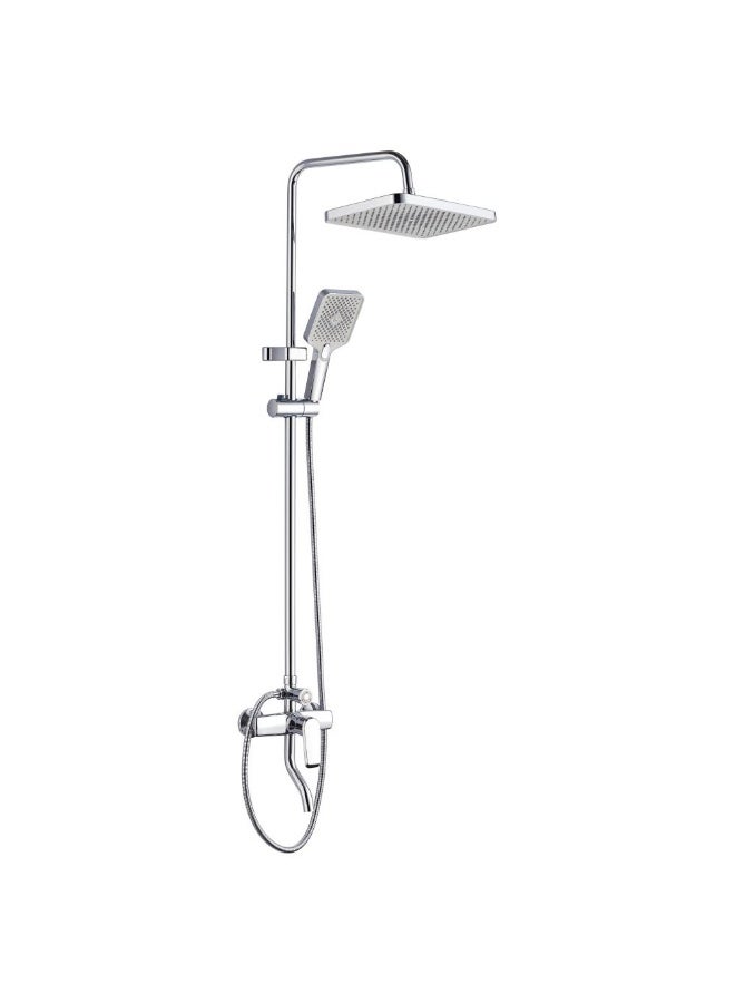 DANUBE HOME Milano Kobe Rain Shower Complete Set-Sq Chrome | Chrome plated metal Complete Shower Set | Rain Mixer Shower Combo Set Wall Mounted Rainfall Shower System For Toilet Bathroom - Chrome - Image 2